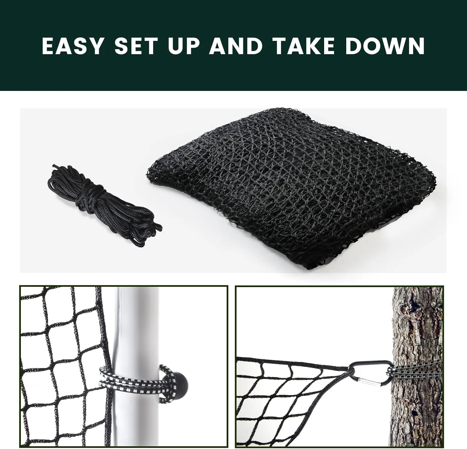 Sports Netting,Golf Practice Net Hitting Net with 33Feet Nylon Rope Also for Baseball, Hockey, Soccer, LAX and More - 10x10ft/10x15ft/10x20ft/10x25ft/10x30ft/10x40ft/10x50ft