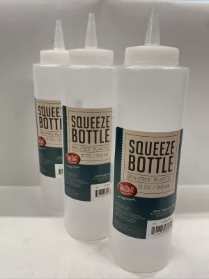 SQUEEZE BOTTLE 12 OZ, CLEAR BPA-FREE PLASTIC