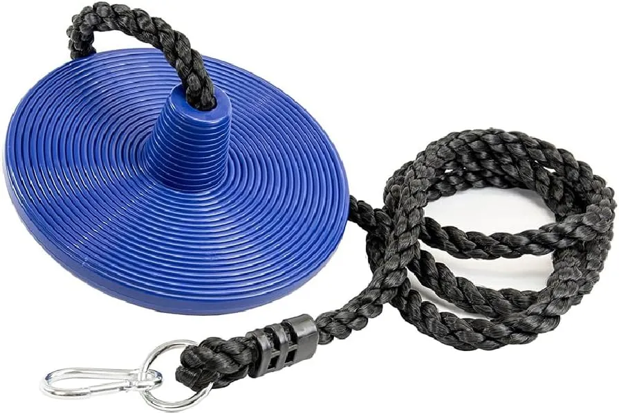 Squirrel Products Heavy Duty Plastic Tree Swing - Disc Rope Swing with Leg Protectors - Additions & Replacements - Outdoor Play Equipment - Blue