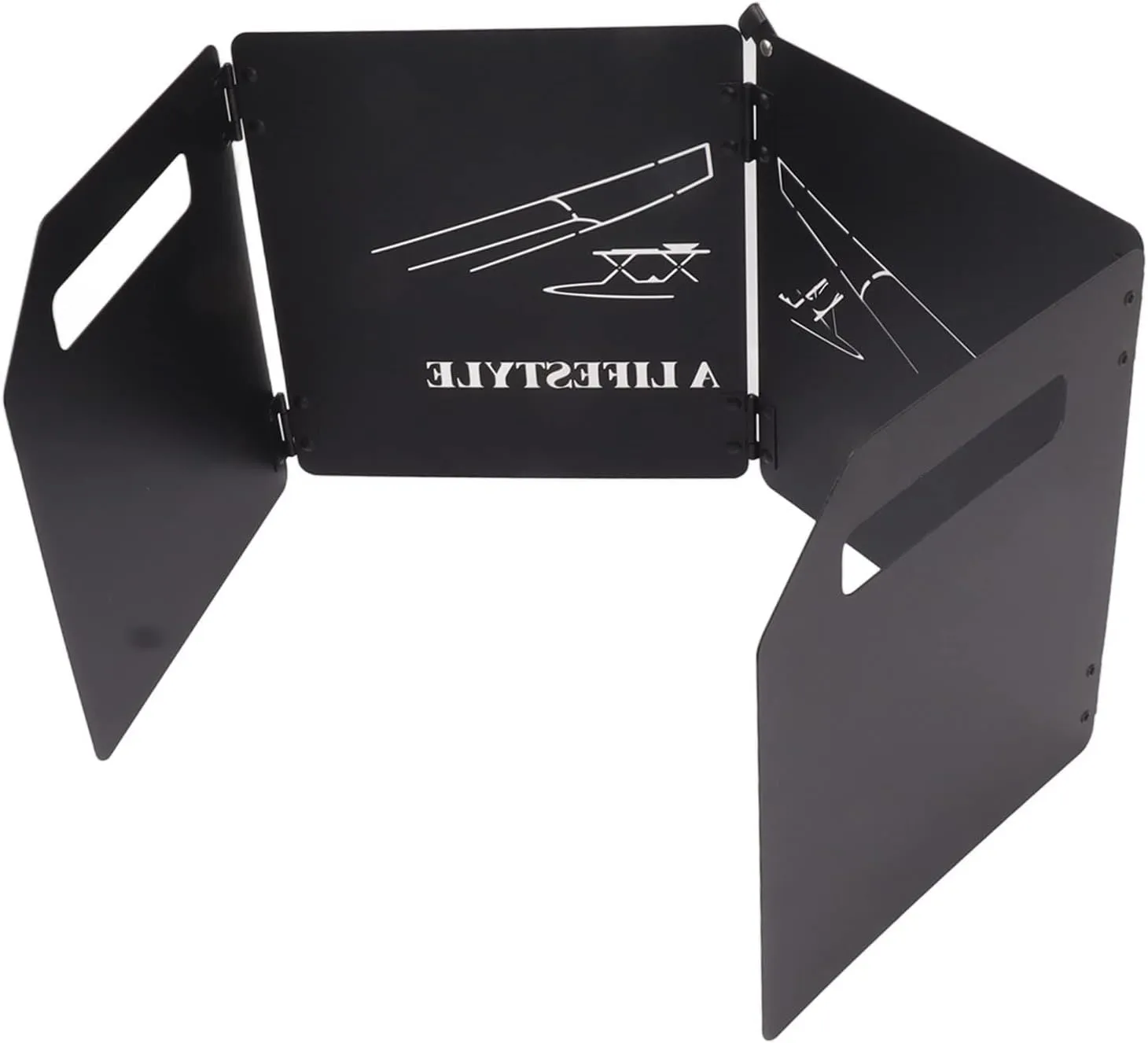 Srliya 4 Plates Folding Stove Windscreen Stove Windshield Camping Burner Windshield Folding Camp Stove Windscreen for Outdoors BBQ (Black)