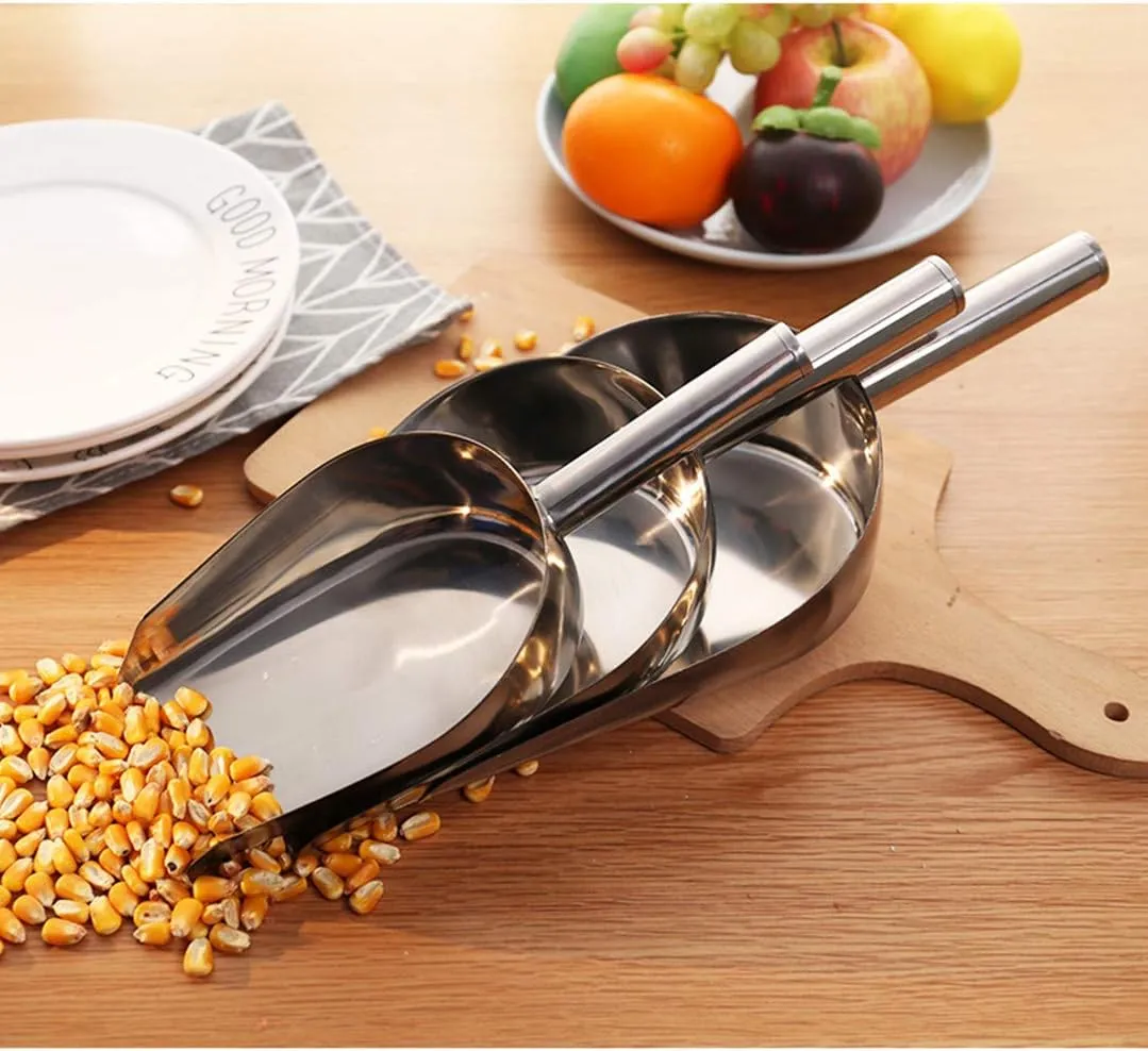 Stainless Steel Sampling Shovel Wide Use Hand Sampler Particle Solid Powder Sampler Soil Chisel Durable & Heavy Duty Multi-Purpose Ice Scoop Food Shovel (Small 9 inch, Square)