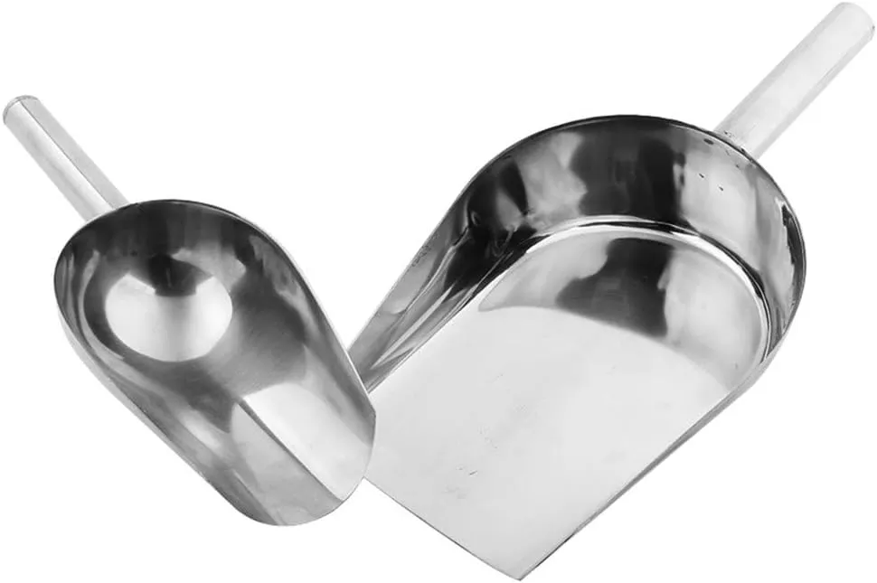 Stainless Steel Sampling Shovel Wide Use Hand Sampler Particle Solid Powder Sampler Soil Chisel Durable & Heavy Duty Multi-Purpose Ice Scoop Food Shovel (Small 9 inch, Square)