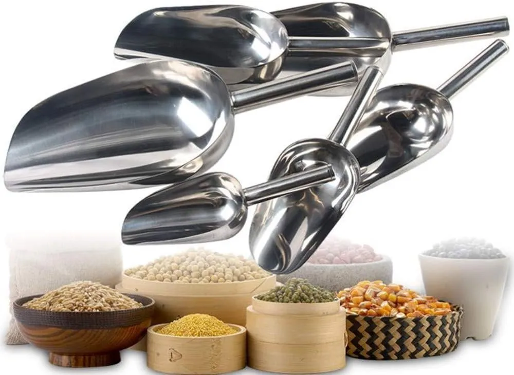 Stainless Steel Sampling Shovel Wide Use Hand Sampler Particle Solid Powder Sampler Soil Chisel Durable & Heavy Duty Multi-Purpose Ice Scoop Food Shovel (Small 9 inch, Square)