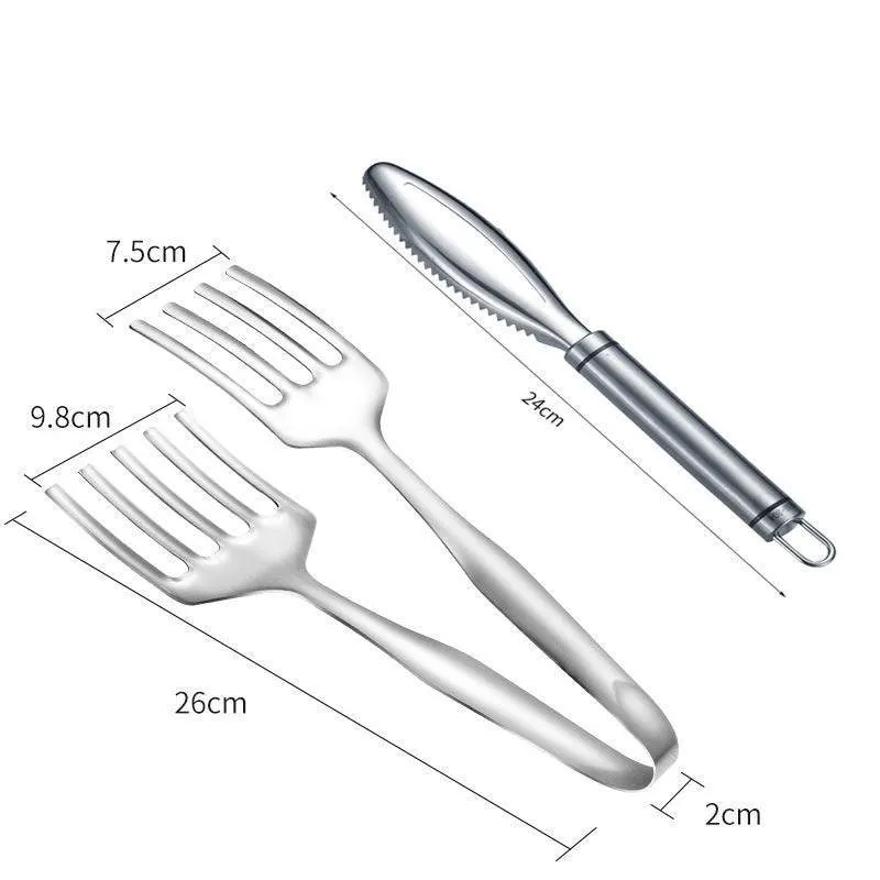 Stainless Steel Steak Frying Spatula Roast Fish BBQ Tongs Bread Meat Food Clip Drain Oil Leak Shovel Kitchen Cooking Utensils