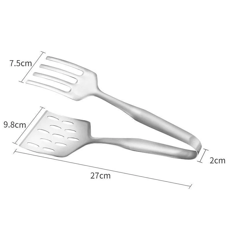 Stainless Steel Steak Frying Spatula Roast Fish BBQ Tongs Bread Meat Food Clip Drain Oil Leak Shovel Kitchen Cooking Utensils
