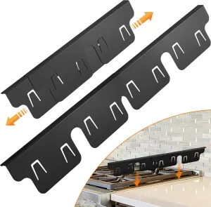 Stainless Steel Stove Gap Covers (2 Pack), Stove Gap Filler, Stove Guard for Gas Stoves, Oven Gap Filler, Heat Resistant, Easy to Install, Easy to Clean, Adjustable Length 13.8” to 27.5”