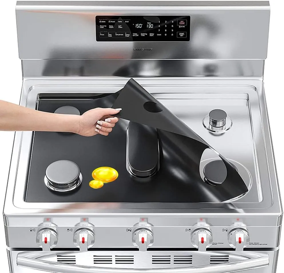 Stove Cover, Stove Top Protectors for Samsung Gas Range, 0.4 mm Thick Reusable Gas Stove Burner Covers, Non-Stick Stove Liner Compatible With Samsung Gas Stove, Washable Stove Protector