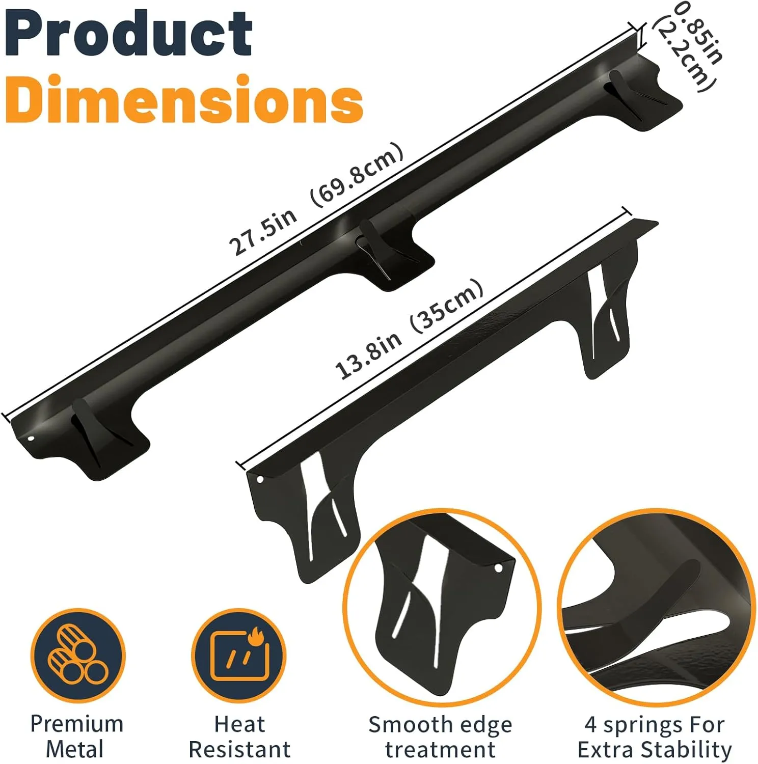Stove Gap Covers Stainless Steel, Adjustable 13.8-27.5 In(2 Pack), Heat Resistant, Gas Stove Side Gap Protector (Matte Black)