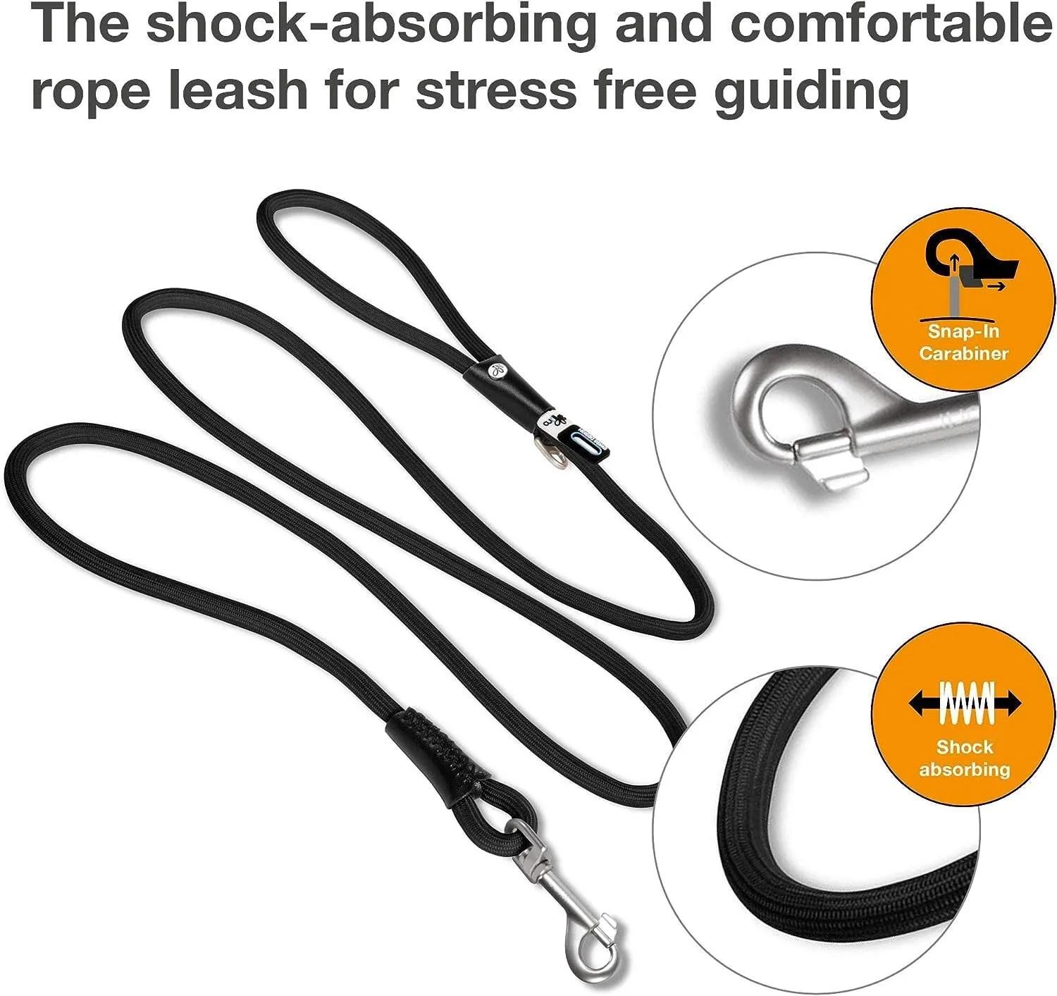 Stretch Comfort Leash Black M