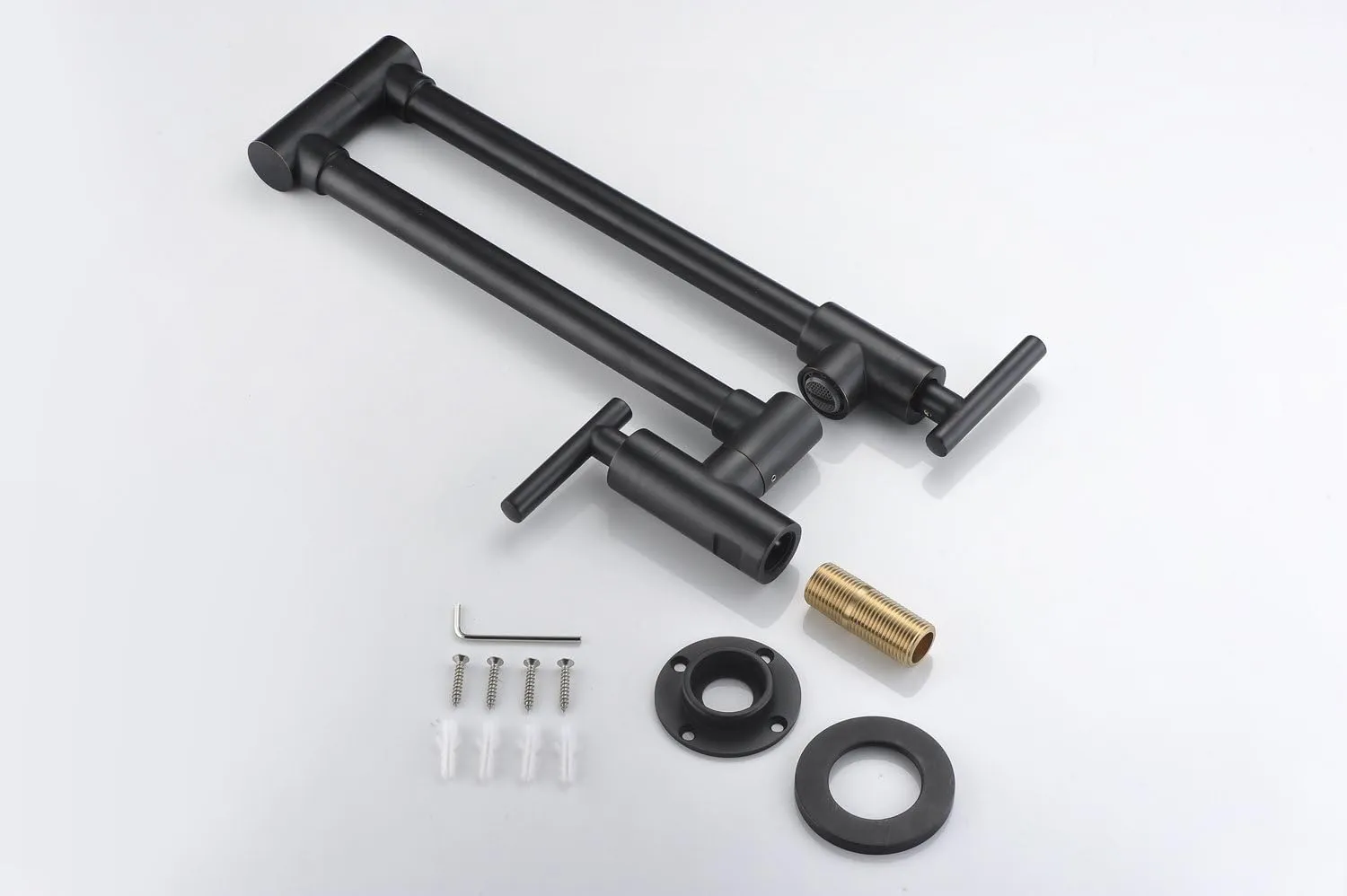 SUMERAIN Pot Filler Faucet Wall Mount Kitchen Faucet Oil Rubbed Bronze, Double-Jointed Swing and Dual Shut-Off Levers