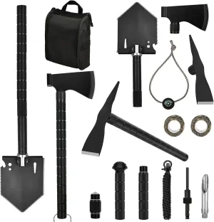 Survival Shovel Multi-Tool, Camping Shovels Axe, Military Spade, Folding Off-Roading Tool Kit, for Camping, Hiking, Metal Detecting, Emergency Outdoor