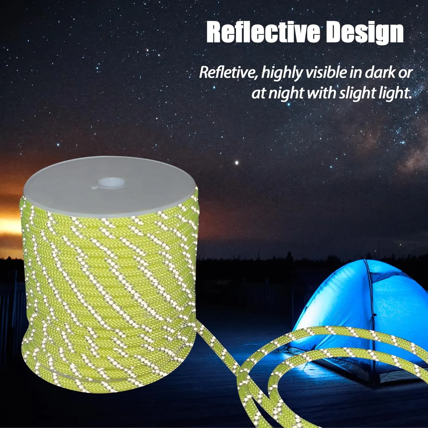 Sutekus 5/16" Accessory Cord Rope High Strength Utility Paracord 8mm Reflective Paracord Hiking Fishing Climbing Packaging 130FT (7mm Green)