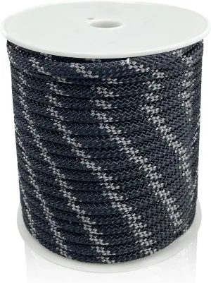 Sutekus 5/16" Accessory Cord Rope High Strength Utility Paracord 8mm Reflective Paracord Hiking Fishing Packaging 130FT (Black)