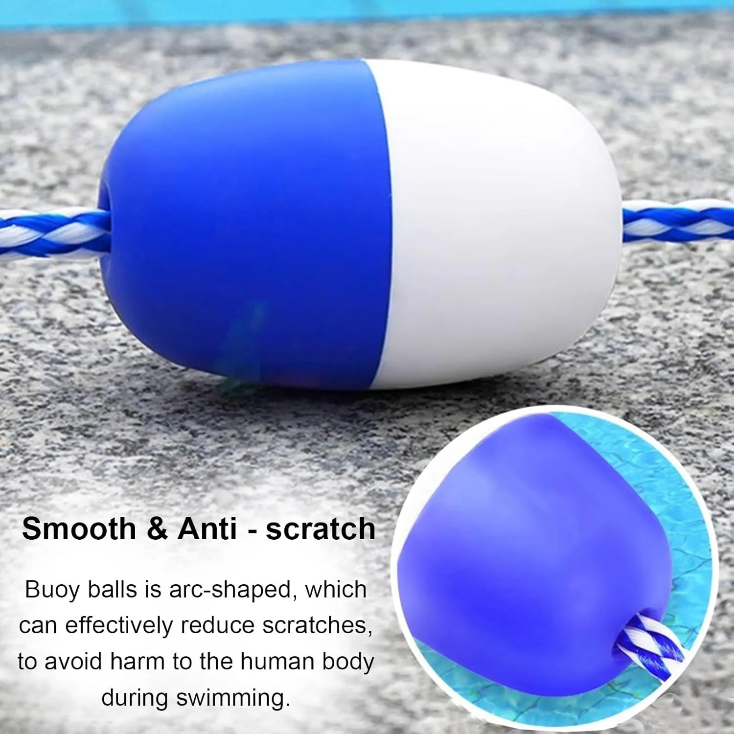 Swimming Pool Safety Float Line Divider Rope, Hotel Villa Pool Floating Warning Line with Hooks, 15 20 25 25 30 40 50 60 190 200 Ft Swim Lane Dividers Cord(3.3 ft)