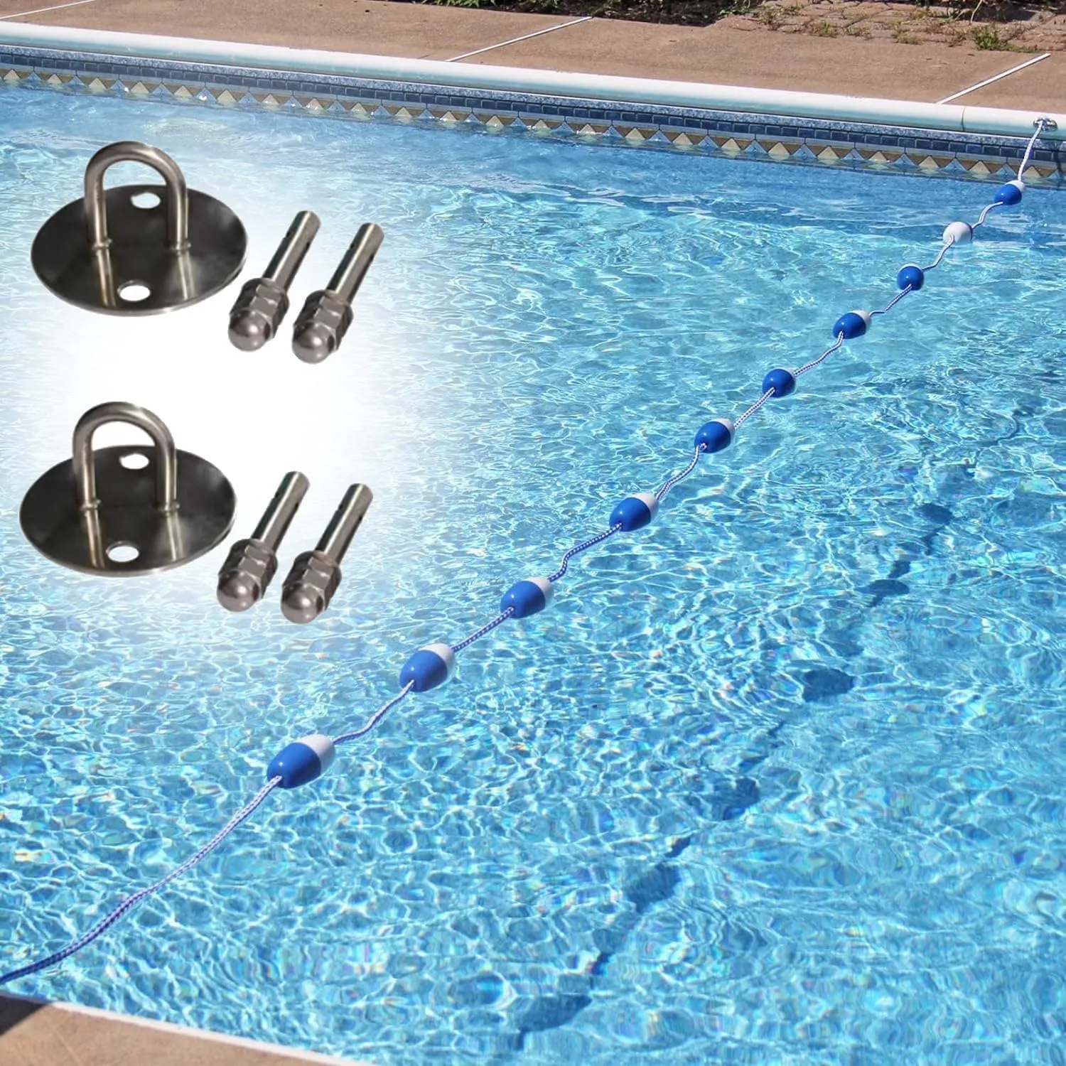 Swimming Pool Safety Float Line Divider Rope, Hotel Villa Pool Floating Warning Line with Hooks, 15 20 25 25 30 40 50 60 190 200 Ft Swim Lane Dividers Cord(3.3 ft)