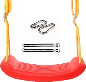 Swings Seats Heavy Duty, Playground Swing Set Accessories Replacement with Snap Hooks Adjustable Tear Resistant Rope Children Seat Swing for Outdoor Play Playground, Park, Trees, Backyard(Red)