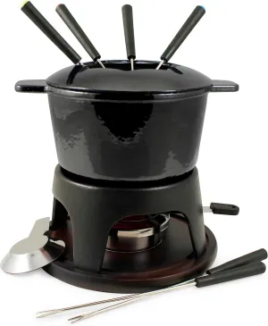 Swissmar Sierra 11 Piece Cast Iron Fondue Set - Metallic Black