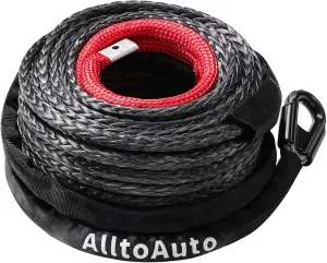 Synthetic Winch Rope, 3/8" x 85'-25000 LBs Dyneema Synthetic Winch Rope Line Cable with Protective Sleeve for Truck 4WD Off-Road Vehicle Winch Accessory