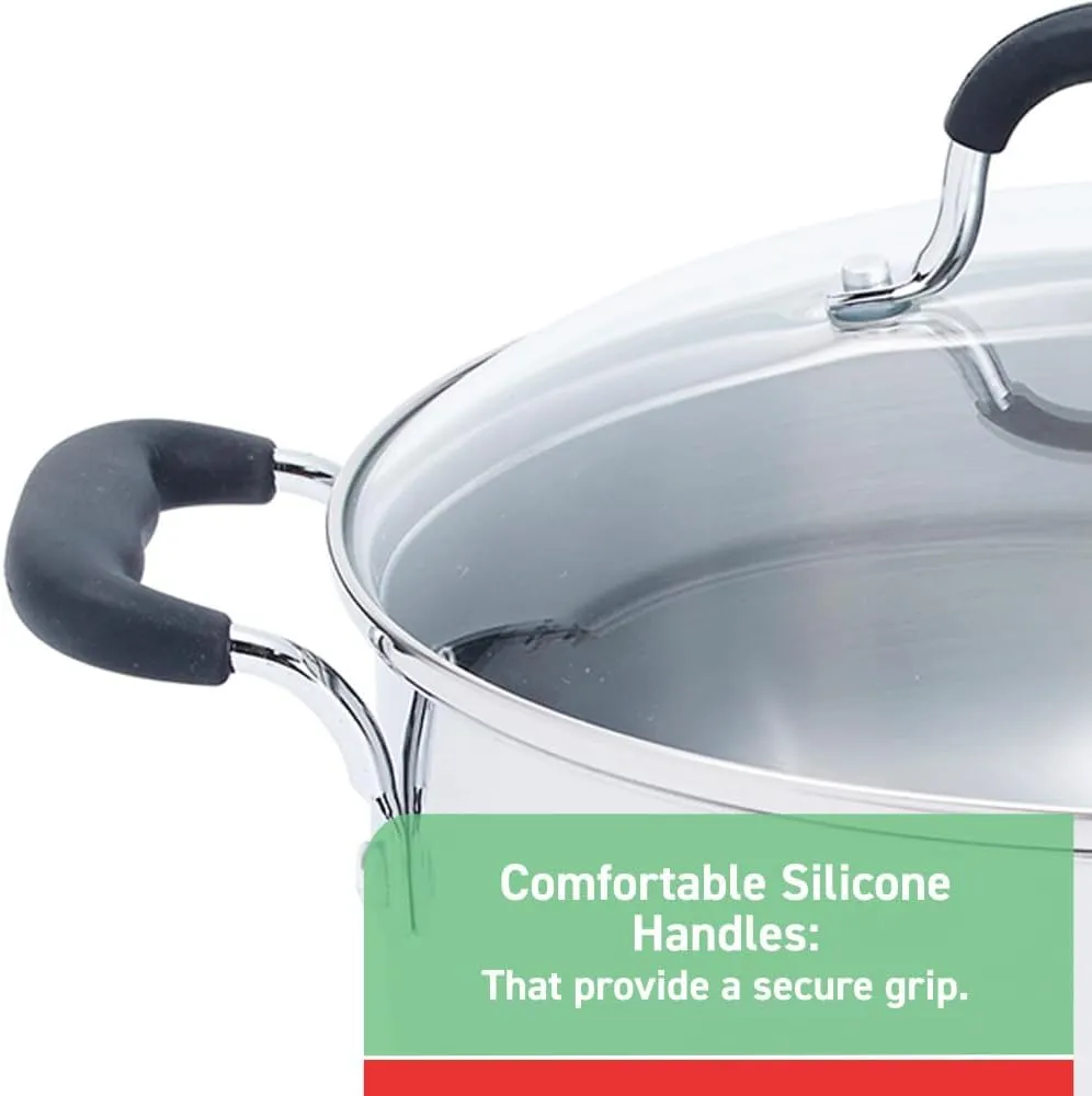 T-fal Specialty Stainless Steel Stockpot 12 Quart Oven Safe 350F Pots and Pans, Cookware Silver