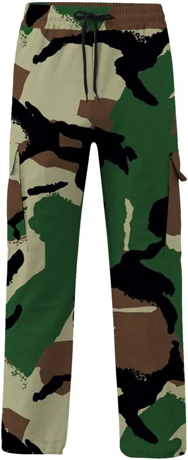 Tactical Pants for Men Sports Hat Multi Woven Pocket Foot Rope Solid Pants Street Cargo Active Waterproof Hiking Trousers