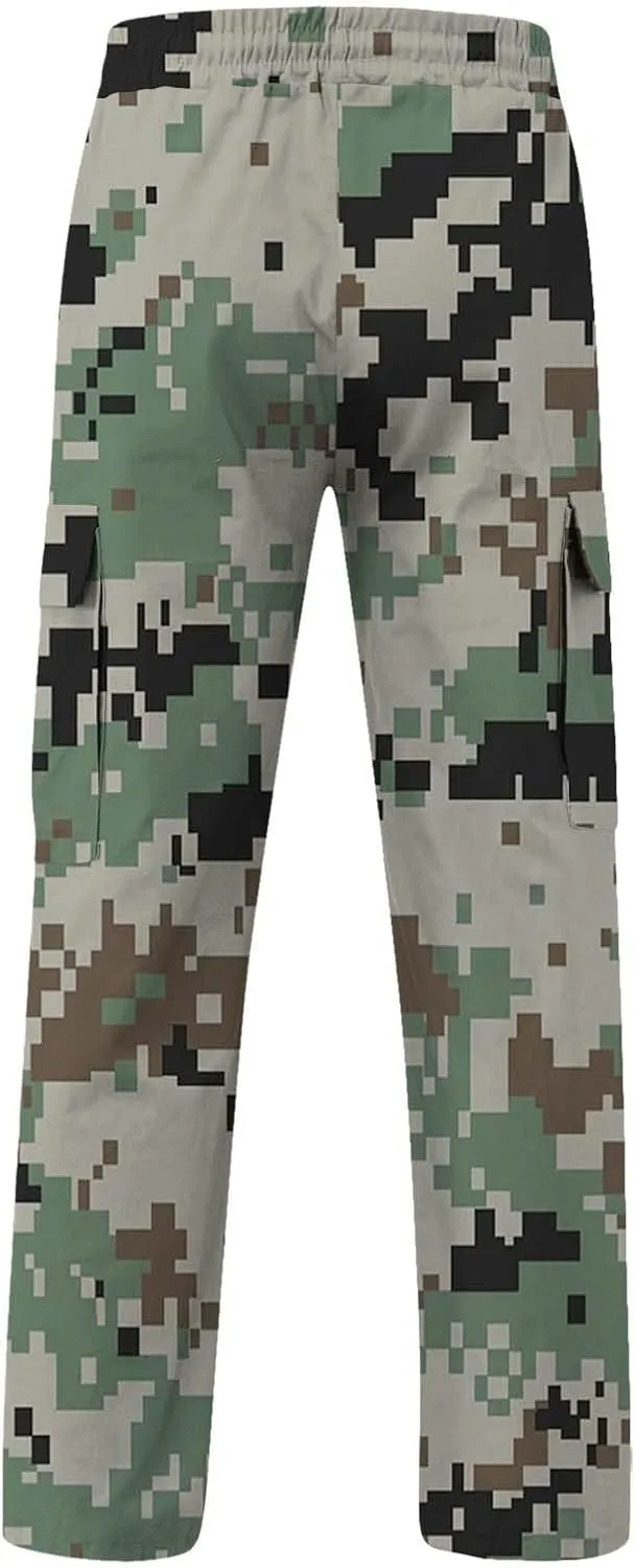Tactical Pants for Men Sports Hat Multi Woven Pocket Foot Rope Solid Pants Street Cargo Active Waterproof Hiking Trousers