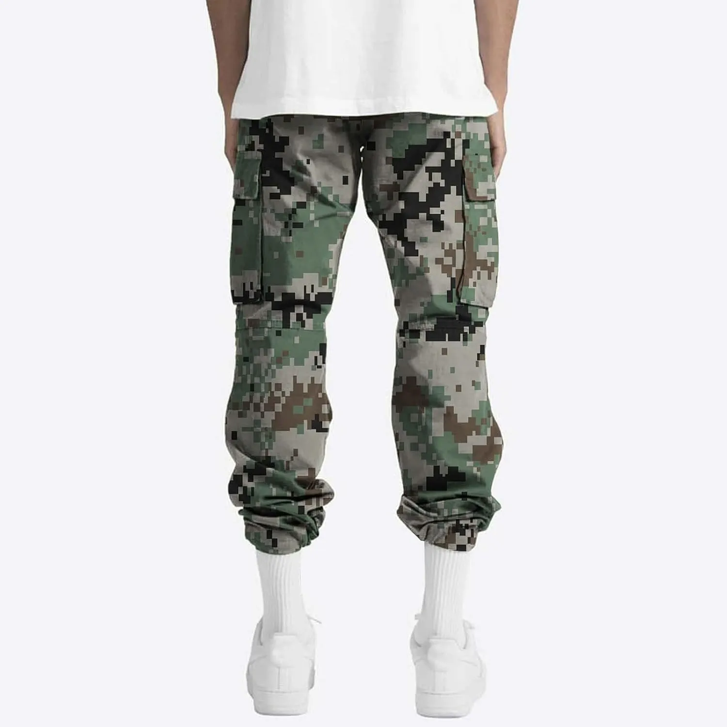 Tactical Pants for Men Sports Hat Multi Woven Pocket Foot Rope Solid Pants Street Cargo Active Waterproof Hiking Trousers