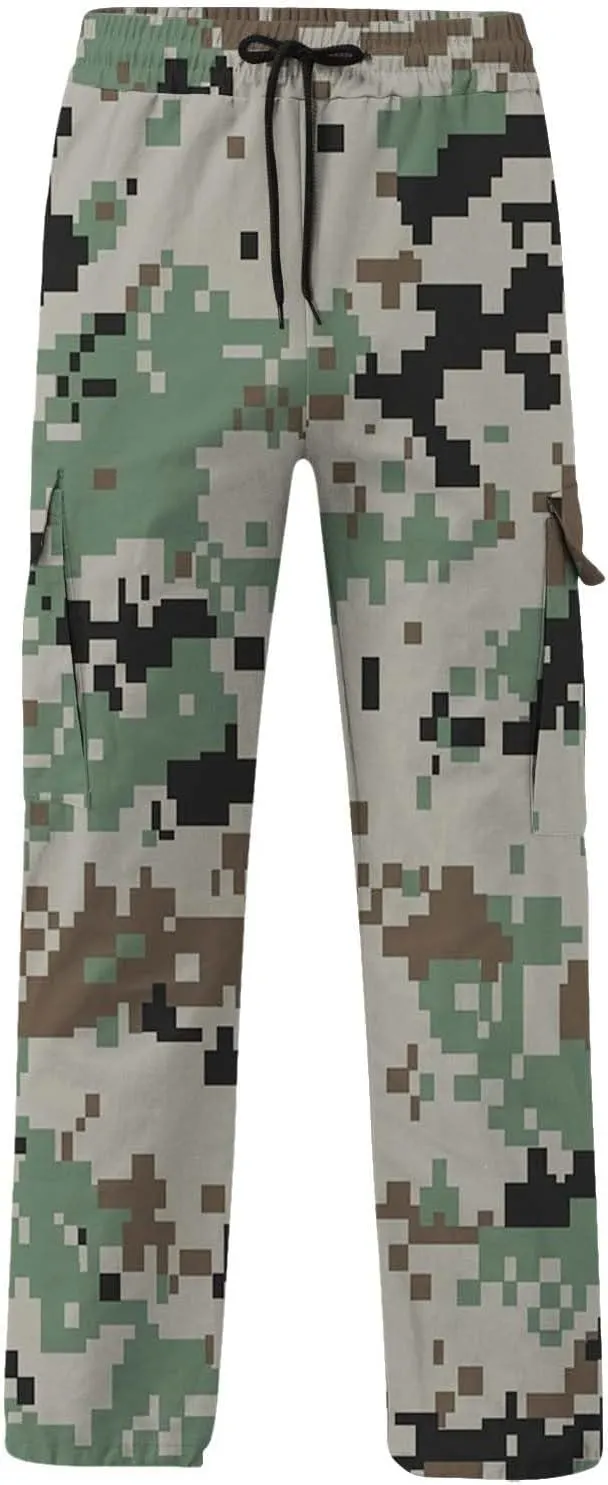 Tactical Pants for Men Sports Hat Multi Woven Pocket Foot Rope Solid Pants Street Cargo Active Waterproof Hiking Trousers