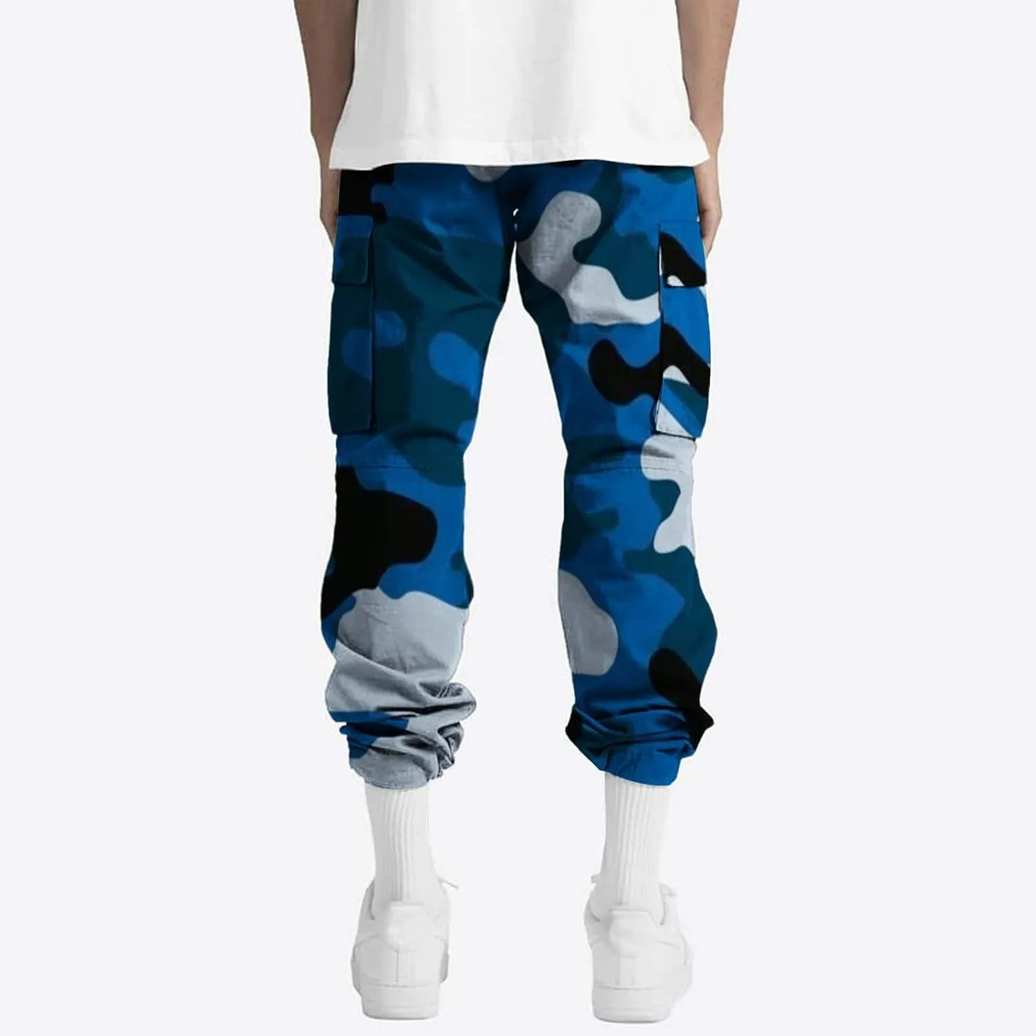 Tactical Pants for Men Sports Hat Multi Woven Pocket Foot Rope Solid Pants Street Cargo Active Waterproof Hiking Trousers