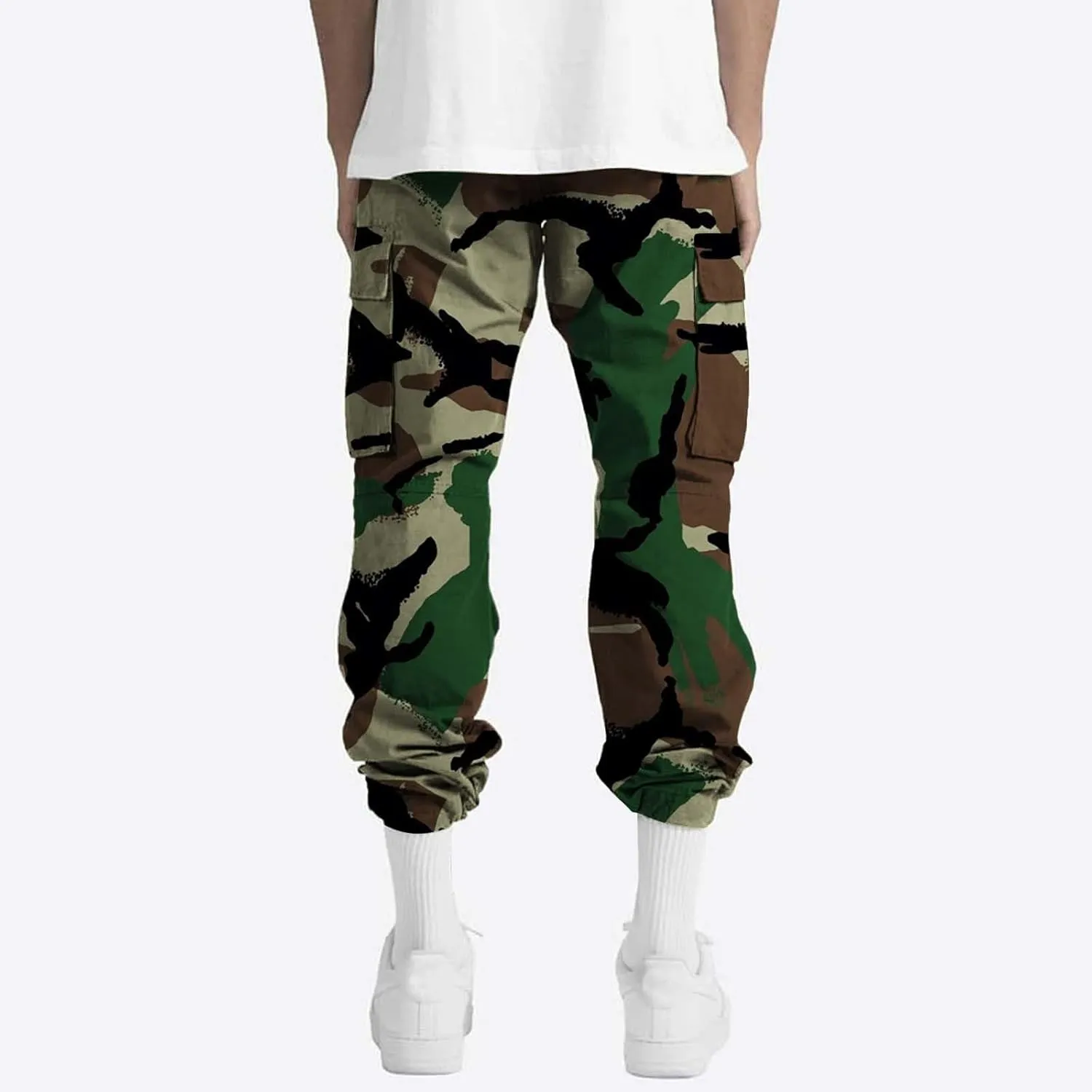 Tactical Pants for Men Sports Hat Multi Woven Pocket Foot Rope Solid Pants Street Cargo Active Waterproof Hiking Trousers