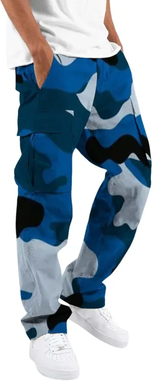 Tactical Pants for Men Sports Hat Multi Woven Pocket Foot Rope Solid Pants Street Cargo Active Waterproof Hiking Trousers