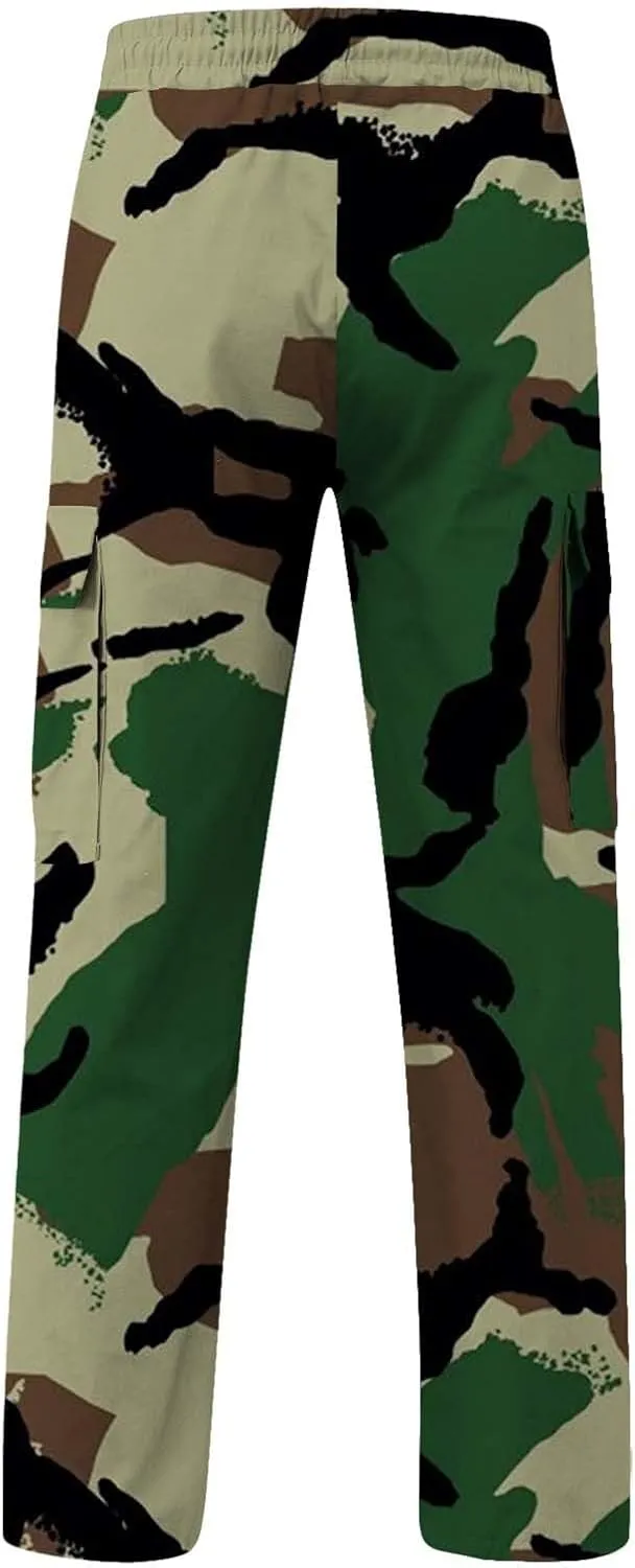 Tactical Pants for Men Sports Hat Multi Woven Pocket Foot Rope Solid Pants Street Cargo Active Waterproof Hiking Trousers