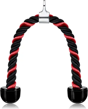 tchrules Universal Tricep Rope Pull Down, 27 Inch Heavy Duty Rope Length, Easy to Grip & Non Slip Cable Workout Exercise Machine Attachment, Suitable for Professional Gyms