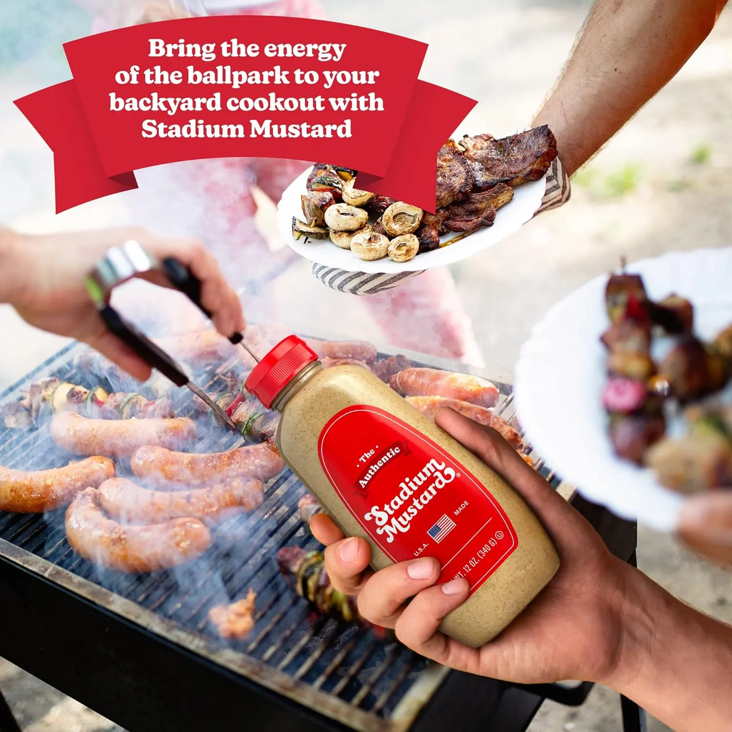 The Authentic Stadium Mustard. The Classic Condiment for Hot Dogs and Hamburgers. Gluten Free, Sugar Free, Kosher, Fat Free 12oz (Pack Of 12)