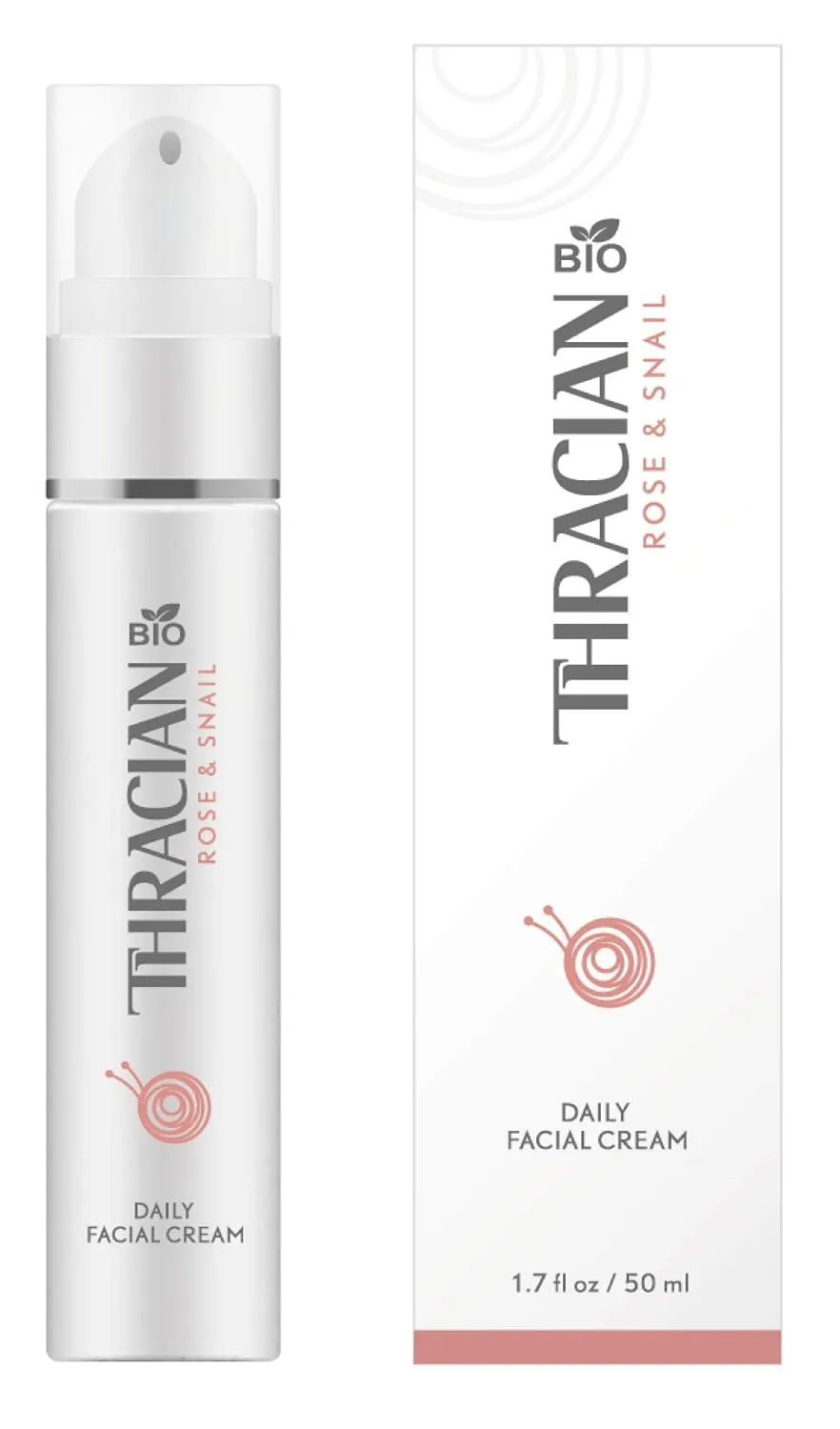 Thracian Bio Rose & Snail Facial Cream, Natural Light Facial Moisturizer with Bulgarian Bio Rosa Damascena Oil, Suitable for All Skin Types, Anti-Aging, Cruelty-Free, 50 ml/1.7 Fl Oz