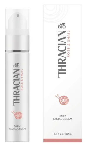 Thracian Bio Rose & Snail Facial Cream, Natural Light Facial Moisturizer with Bulgarian Bio Rosa Damascena Oil, Suitable for All Skin Types, Anti-Aging, Cruelty-Free, 50 ml/1.7 Fl Oz