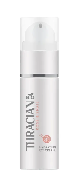 Thracian Bio Rose & Snail Hydrating Eye Cream for Dark Circles, Eye Bags and Puffiness with Bulgarian Bio Rosa Damascena Oil, Hyaluronic Acid and Pearl Powder, 30 ml/1.01 Fl Oz