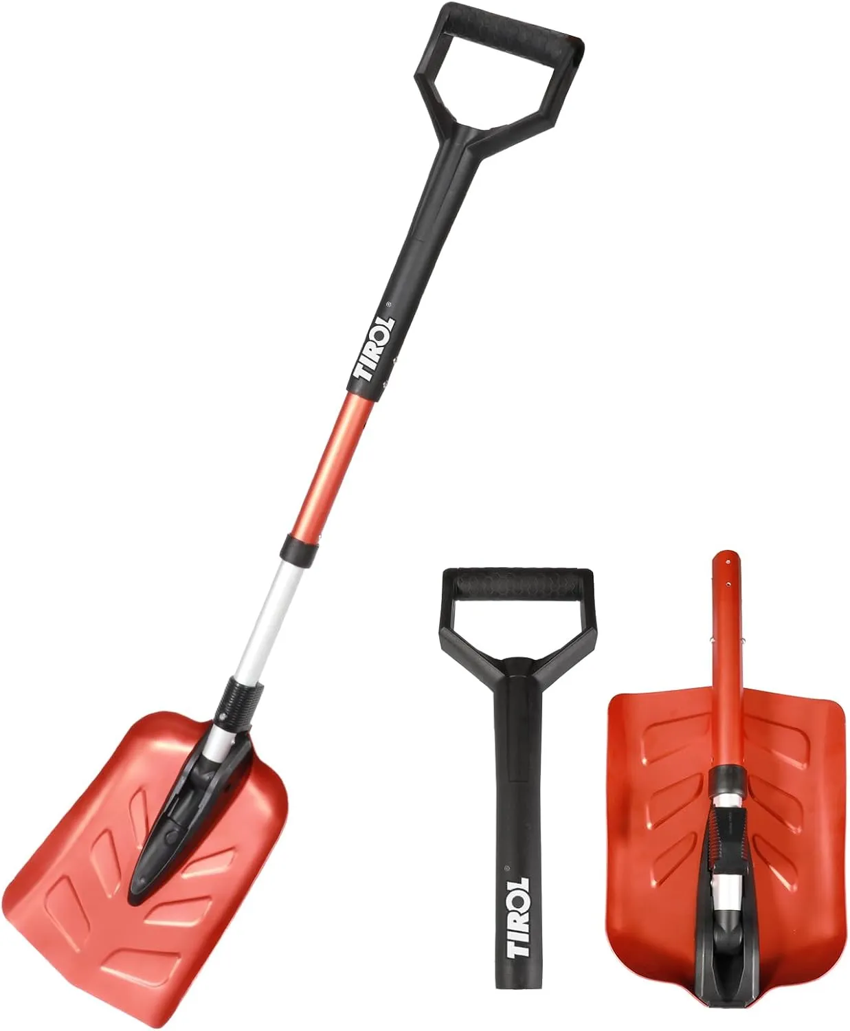 TIROL Flat Shovel, Garden Shovel, 35-40in Transfer Shovel for Kids, Planting, Beach, Gardening, Camping, Car, Snow, with Aluminum Head and D-Handle