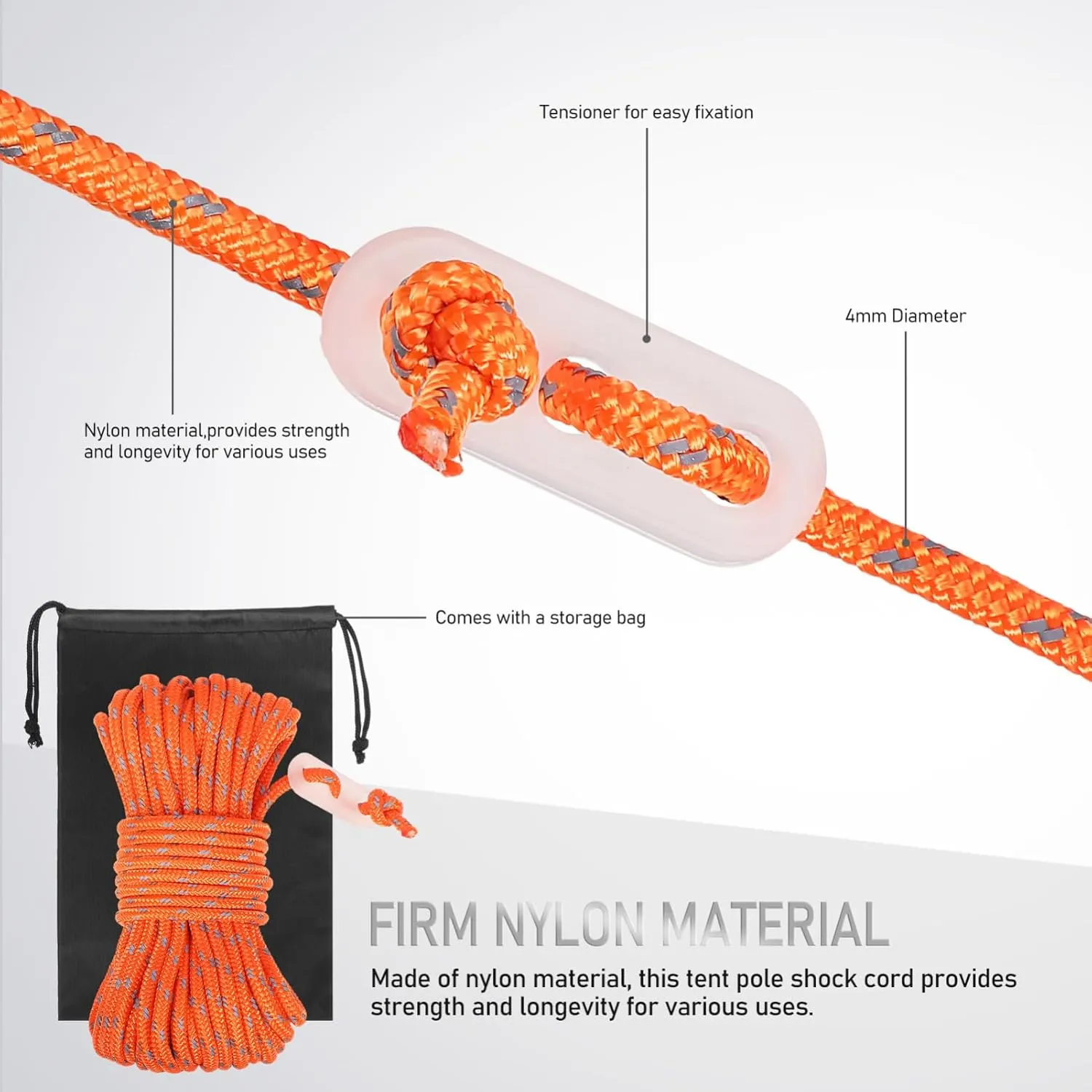 TOYANDONA 4pcs Reflective Camping Rope Tent Cord with Storage Bag for Outdoor Use High Visibility and Windproof for Hiking and Climbing Adventures