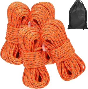 TOYANDONA 4pcs Reflective Camping Rope Tent Cord with Storage Bag for Outdoor Use High Visibility and Windproof for Hiking and Climbing Adventures