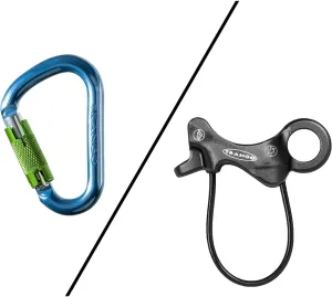TRANGO Aries Belay Device w/Regulock Autolock Caribiner (Black, 7.5-11mm Ropes) | Rock Climbing, Rappelling Protection
