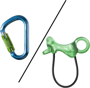 TRANGO Aries Belay Device w/Regulock Autolock Caribiner (Green, 7.5-11mm Ropes) | Rock Climbing, Rappelling Protection