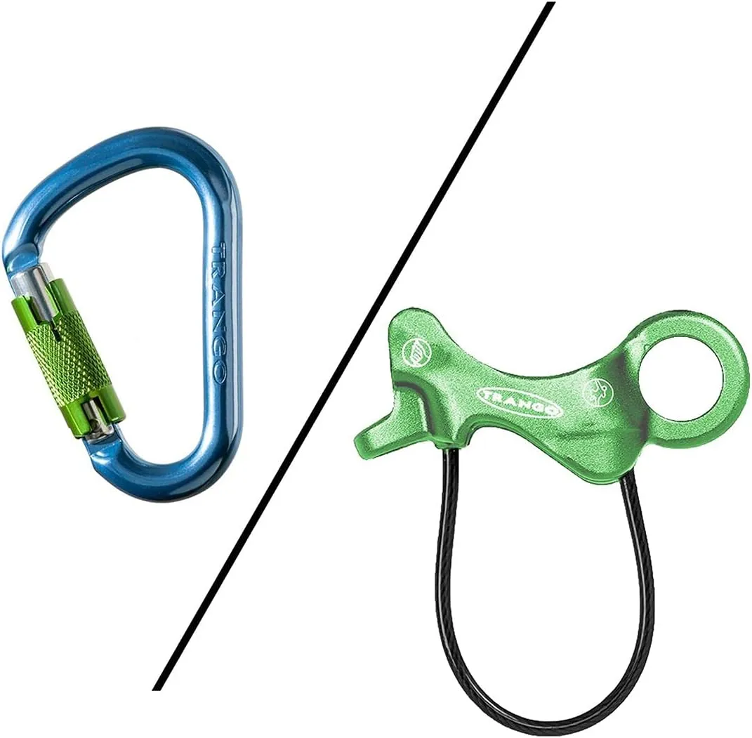 TRANGO Aries Belay Device w/Regulock Autolock Caribiner (Green, 7.5-11mm Ropes) | Rock Climbing, Rappelling Protection