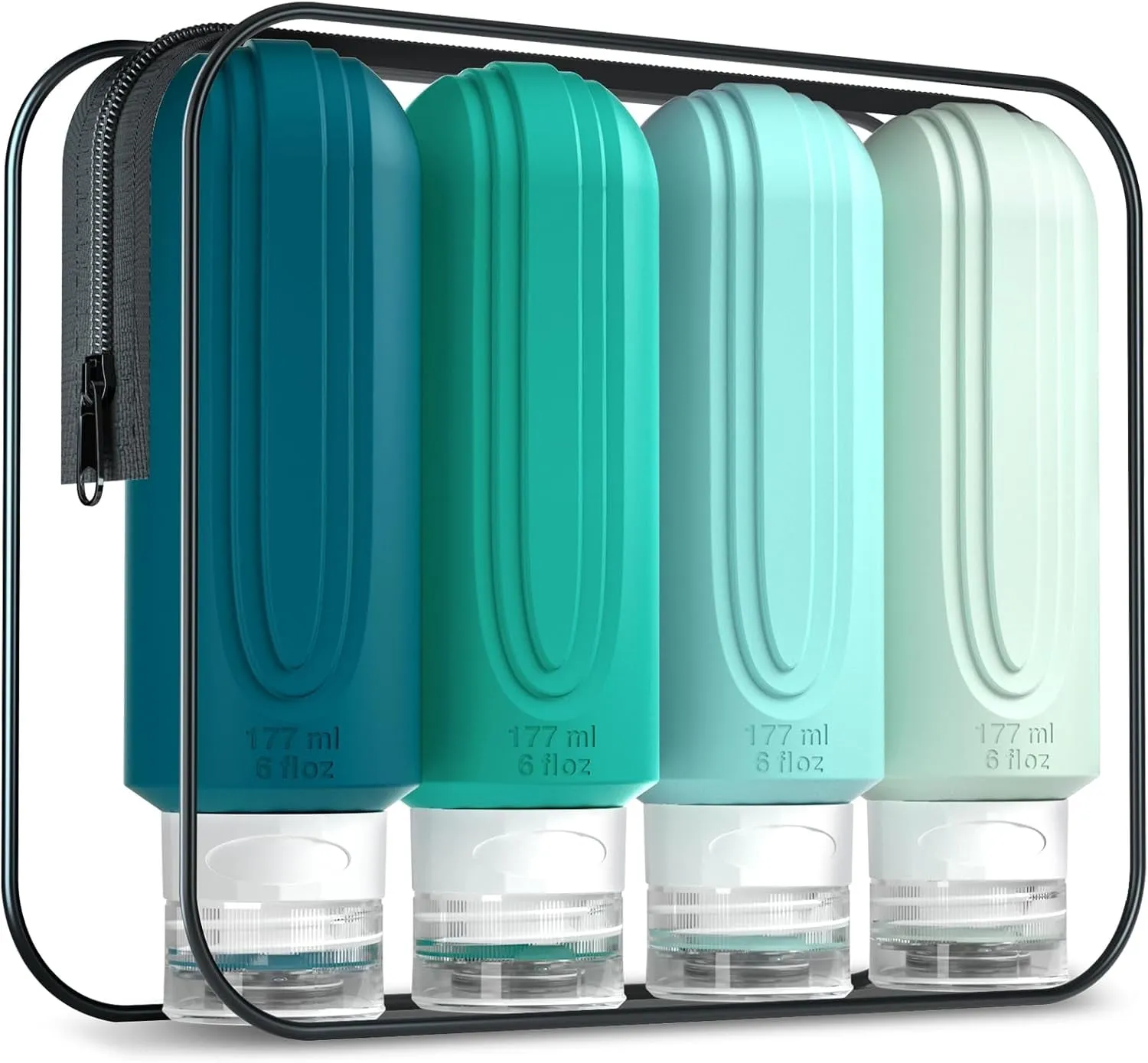 Travel Bottles for Toiletries, Tsa Approved 3Oz Travel Size Containers BPA Free Leak Proof Refillable Liquid Silicone Squeezable Travel Accessories for Shampoo Conditioner Lotion (4 Pack)