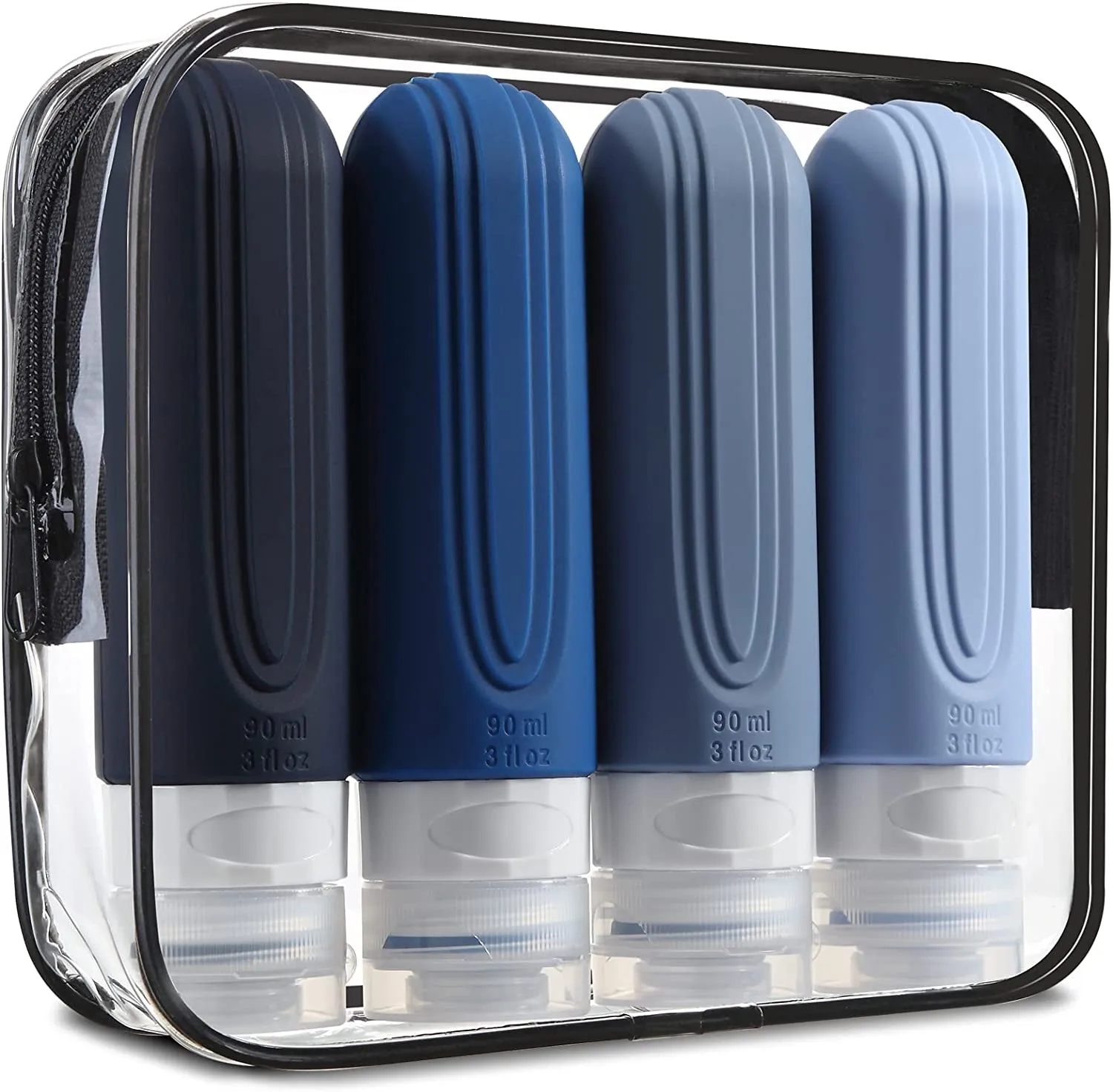 Travel Bottles for Toiletries, Tsa Approved 3Oz Travel Size Containers BPA Free Leak Proof Refillable Liquid Silicone Squeezable Travel Accessories for Shampoo Conditioner Lotion (4 Pack)