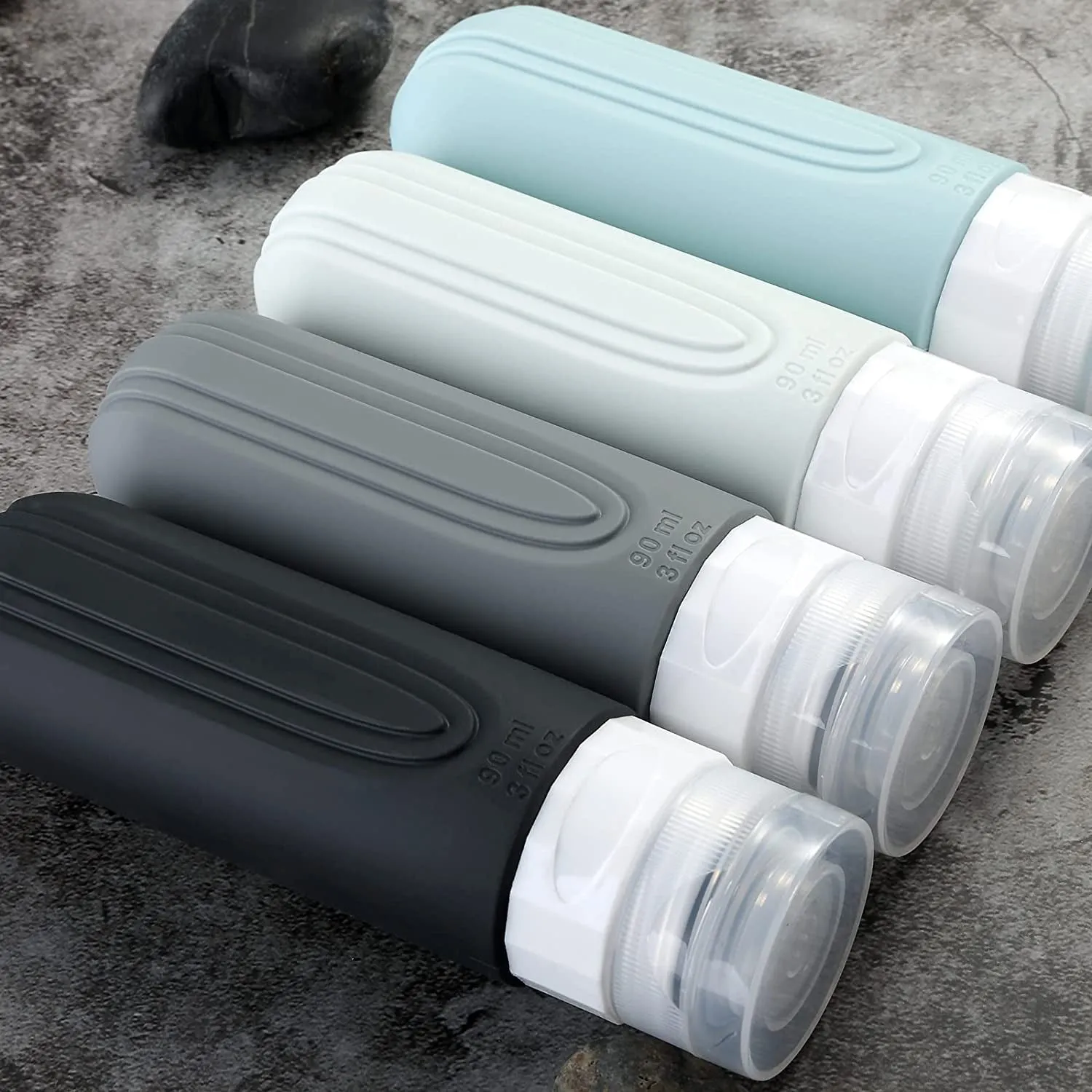 Travel Bottles for Toiletries, Tsa Approved 3Oz Travel Size Containers BPA Free Leak Proof Refillable Liquid Silicone Squeezable Travel Accessories for Shampoo Conditioner Lotion (4 Pack)