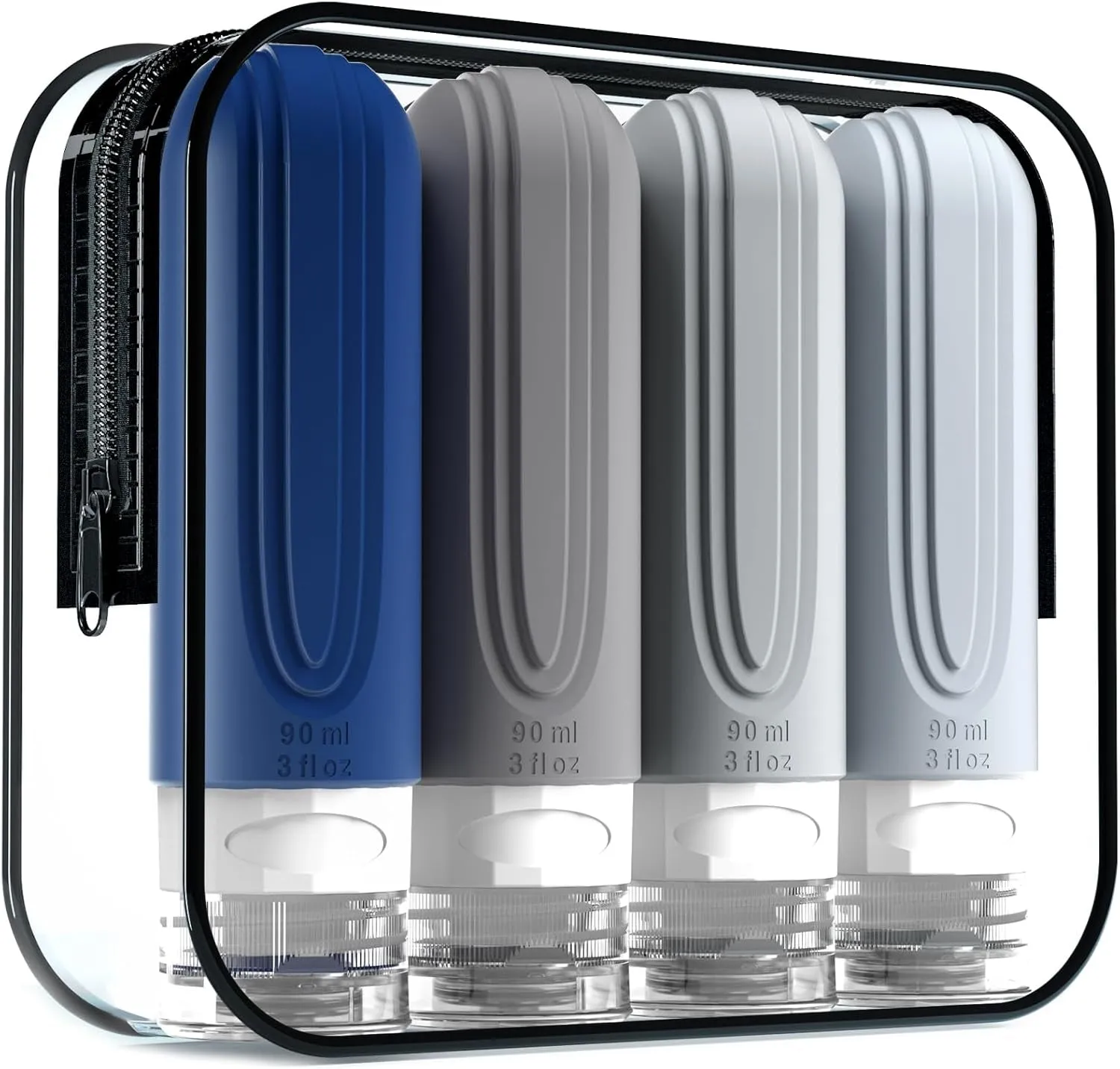 Travel Bottles for Toiletries, Tsa Approved 3Oz Travel Size Containers BPA Free Leak Proof Refillable Liquid Silicone Squeezable Travel Accessories for Shampoo Conditioner Lotion (4 Pack)