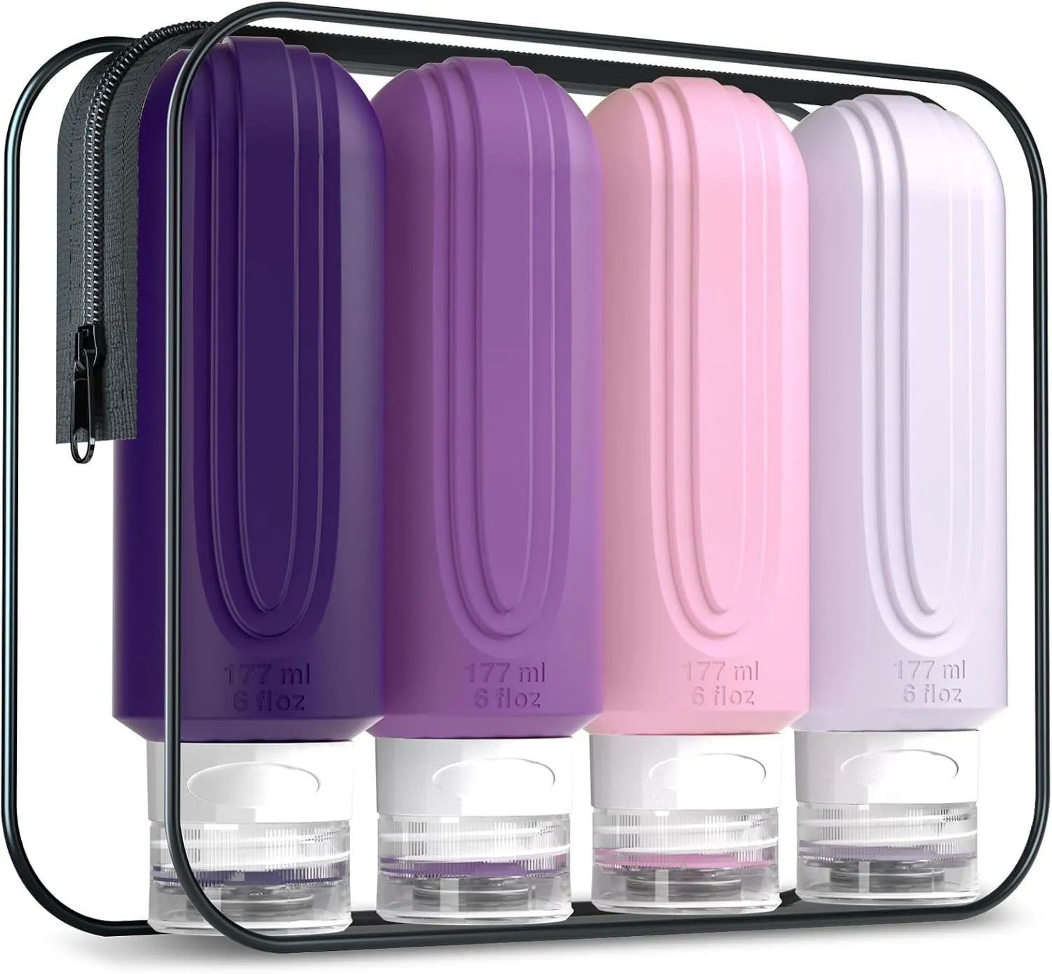 Travel Bottles for Toiletries, Tsa Approved 3Oz Travel Size Containers BPA Free Leak Proof Refillable Liquid Silicone Squeezable Travel Accessories for Shampoo Conditioner Lotion (4 Pack)