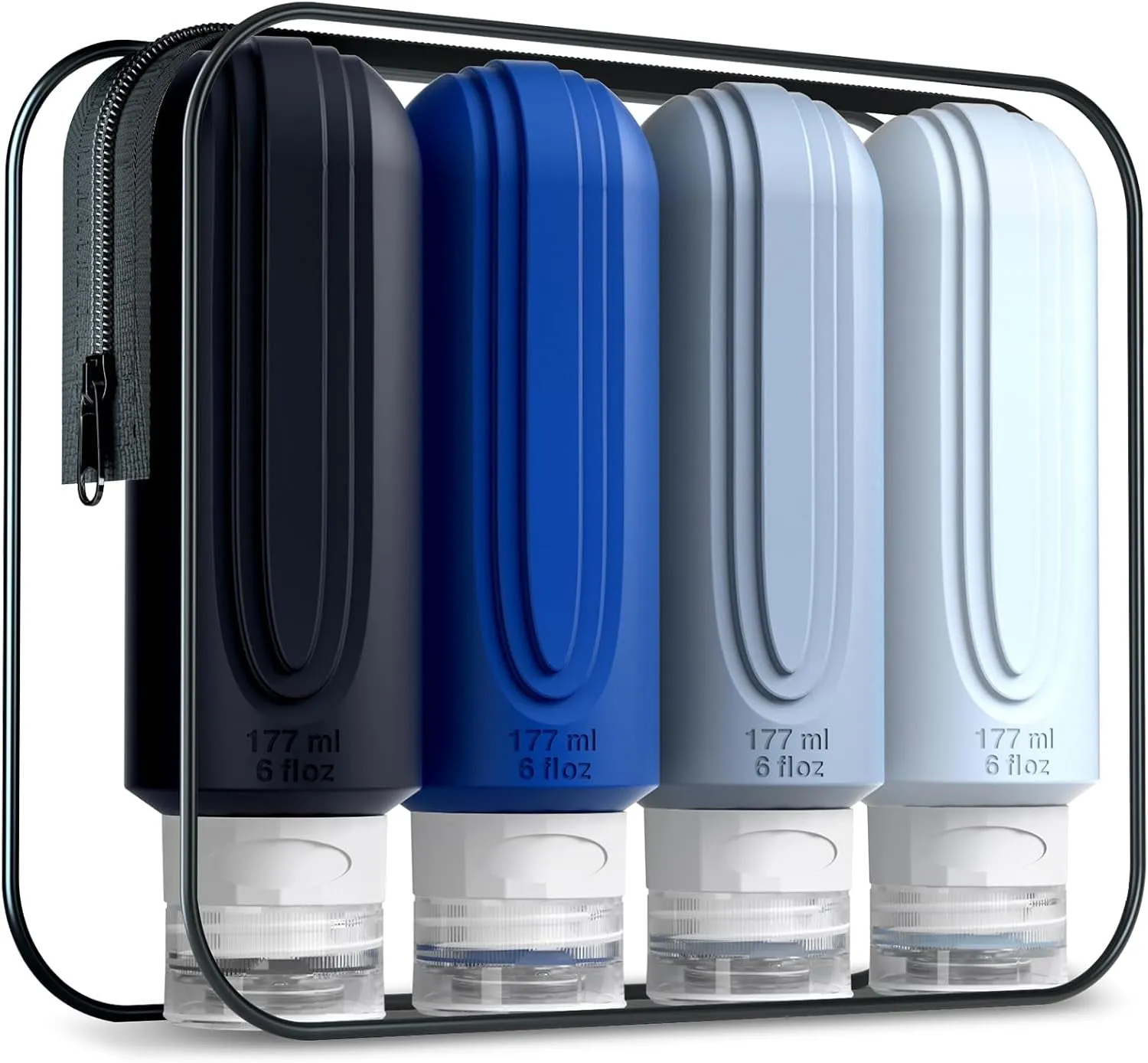 Travel Bottles for Toiletries, Tsa Approved 3Oz Travel Size Containers BPA Free Leak Proof Refillable Liquid Silicone Squeezable Travel Accessories for Shampoo Conditioner Lotion (4 Pack)