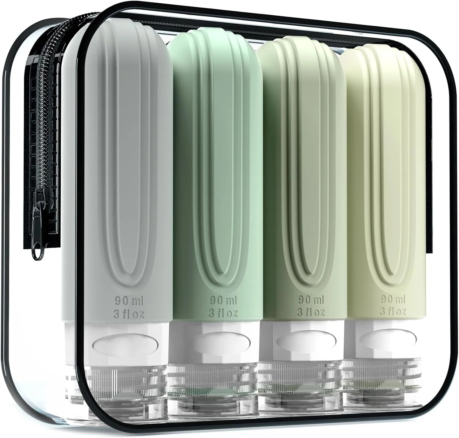 Travel Bottles for Toiletries, Tsa Approved 3Oz Travel Size Containers BPA Free Leak Proof Refillable Liquid Silicone Squeezable Travel Accessories for Shampoo Conditioner Lotion (4 Pack)
