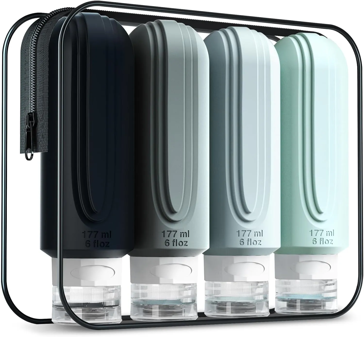 Travel Bottles for Toiletries, Tsa Approved 3Oz Travel Size Containers BPA Free Leak Proof Refillable Liquid Silicone Squeezable Travel Accessories for Shampoo Conditioner Lotion (4 Pack)